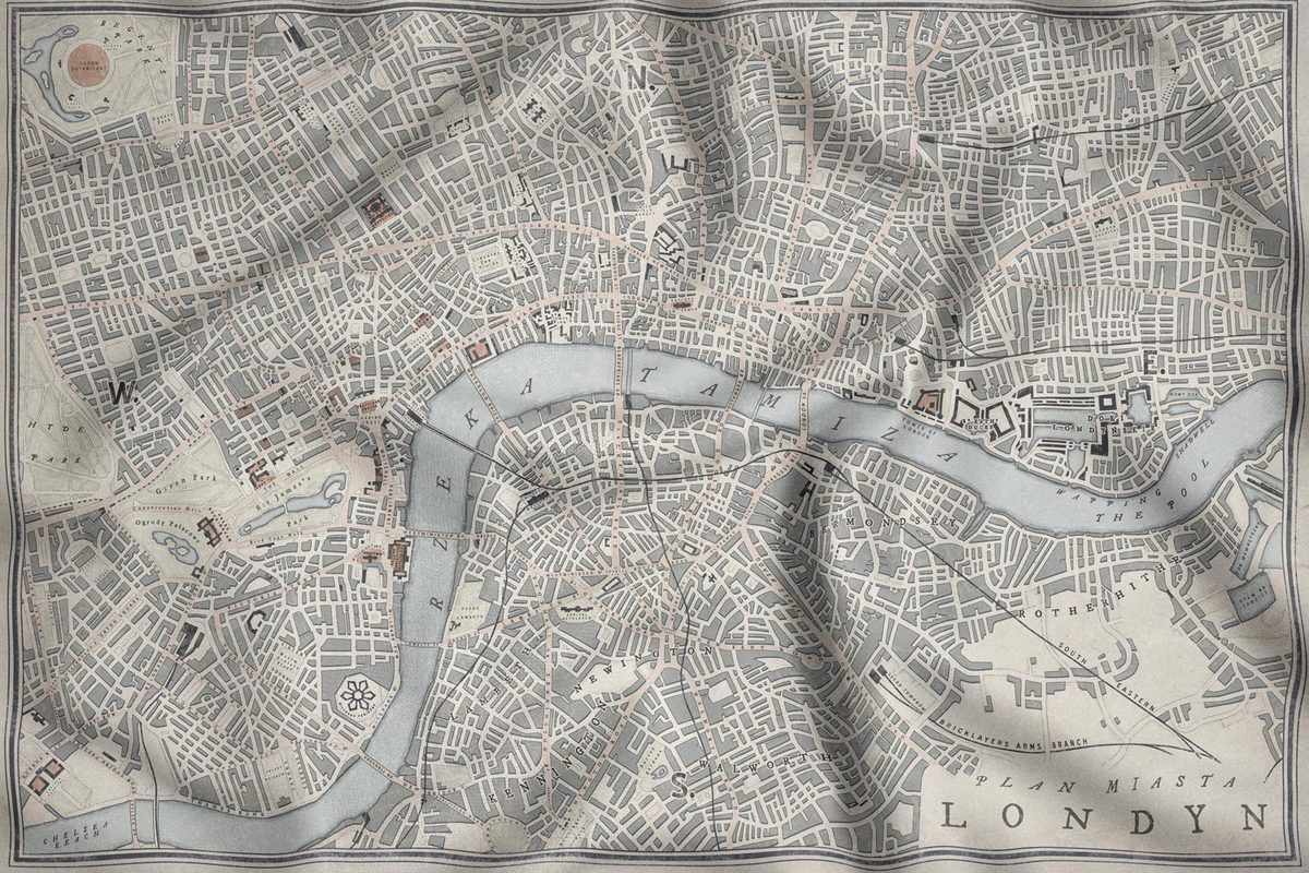 Materiałowa mapa Londynu do gry Vaesen